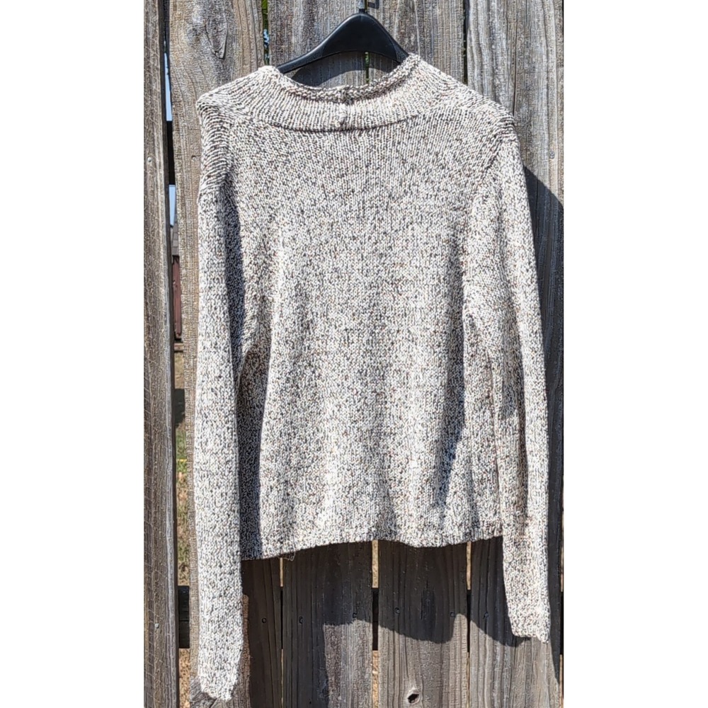 Cato Coffee Date Marled Knit Asymmetrical Crossover Sweater Tan Cream Large - Picture 7 of 8